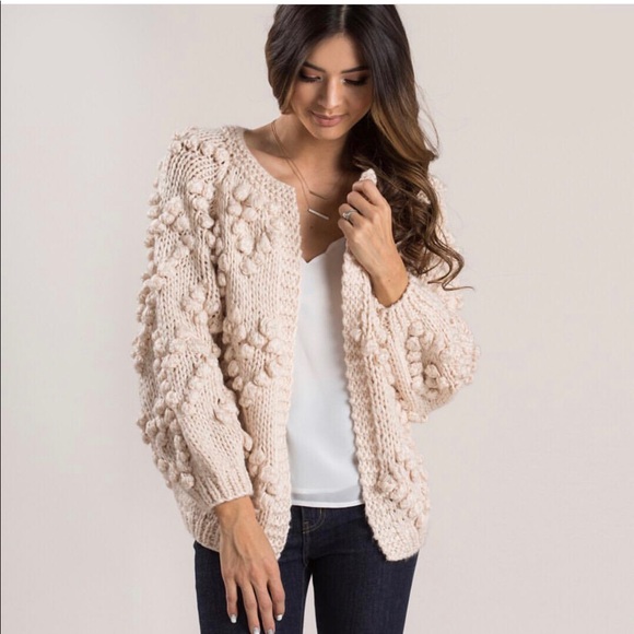 Little Pearls of Life Sweaters - LAST ONE!! Puff Knitted Cardigan Light Apricot